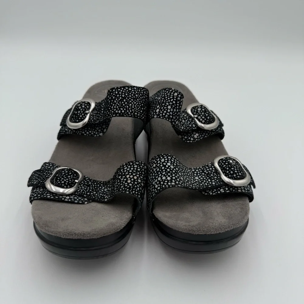 Dansko Leather Sophie Dual Strap Strappy Slip On Clog‎ Sandals Slides Shoes 7.5